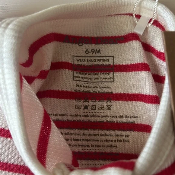 Angel Dear Stripe Vintage Red Footie 6-9 9-12 months - Picture 4 of 5